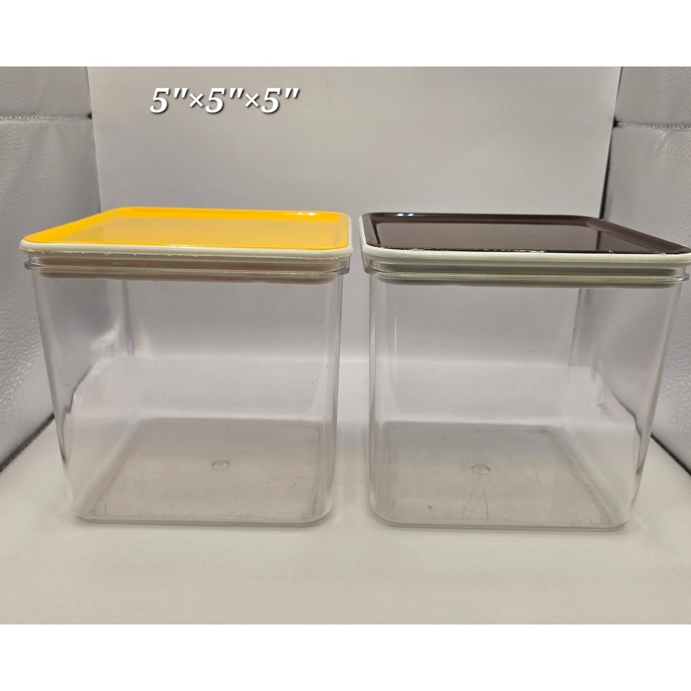 Vintage Eagle Food Storage Canisters Set of 2 1970s Brown Mustard Yellow MCM
